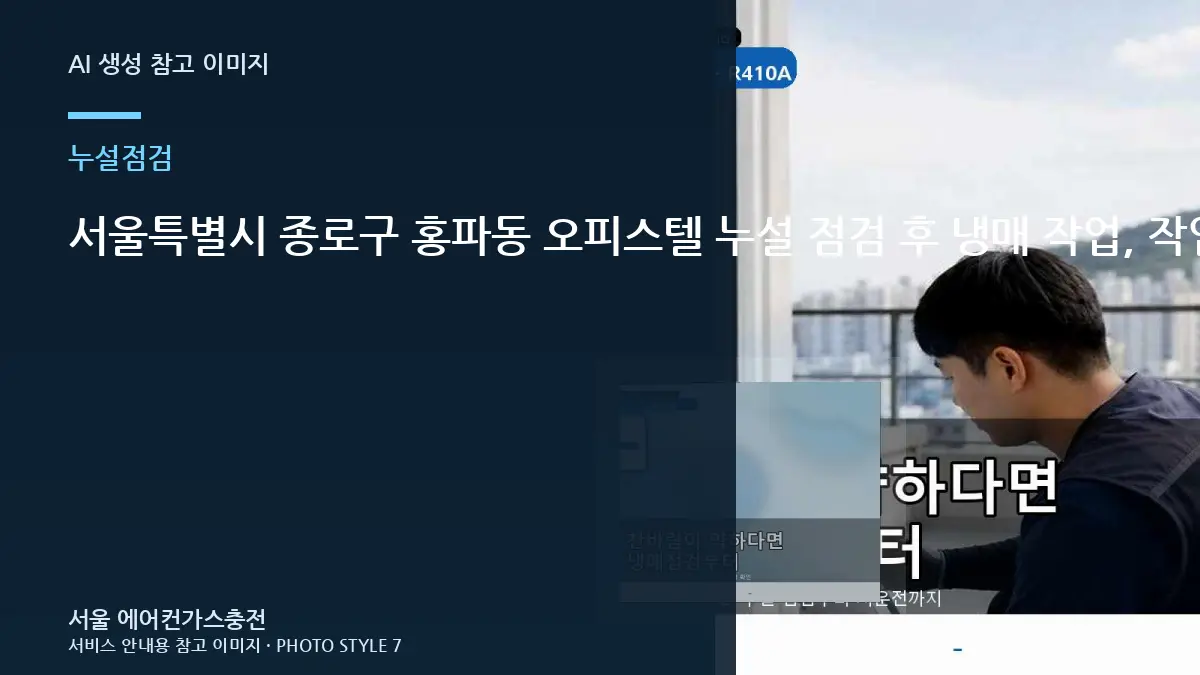 서울특별시 종로구 홍파동 오피스텔 누설 점검 후 냉매 작업, 작업 후 다시 확인할 신호