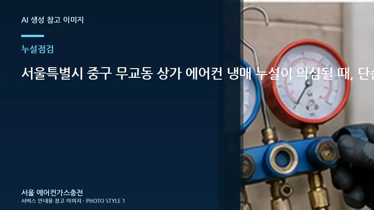 서울특별시 중구 무교동 상가 에어컨 냉매 누설이 의심될 때, 단순 보충보다 원인 확인이 먼저인 이유