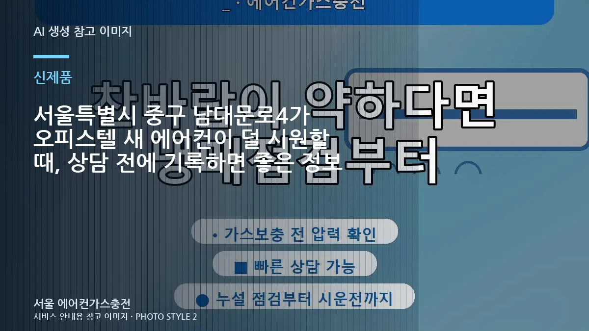 서울특별시 중구 남대문로4가 오피스텔 새 에어컨이  덜 시원할 때, 상담 전에 기록하면 좋은 정보