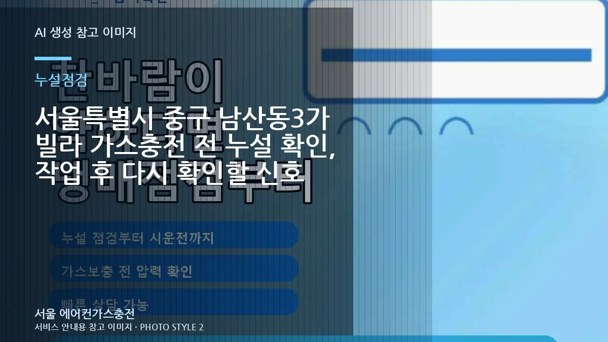 서울특별시 중구 남산동3가 빌라 가스충전 전 누설 확인, 작업 후 다시 확인할 신호