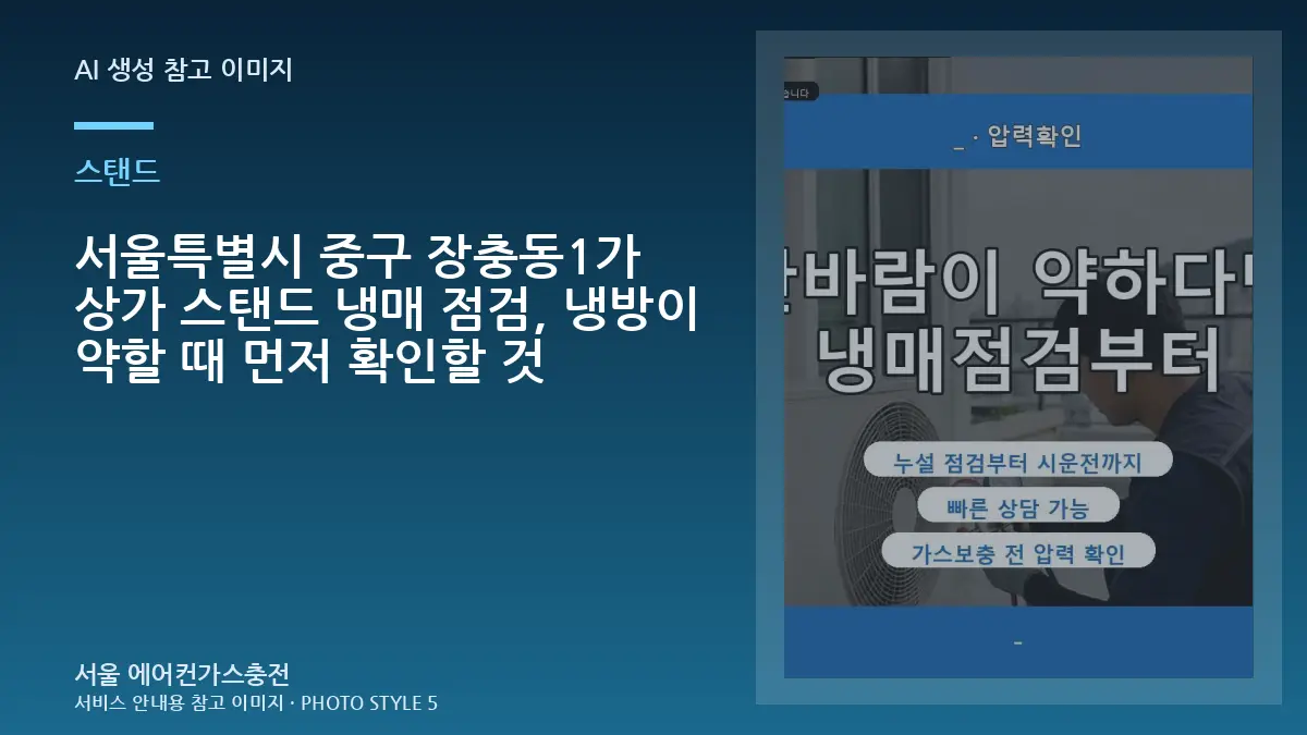 서울특별시 중구 장충동1가 상가 스탠드 냉매 점검, 냉방이 약할 때 먼저 확인할 것