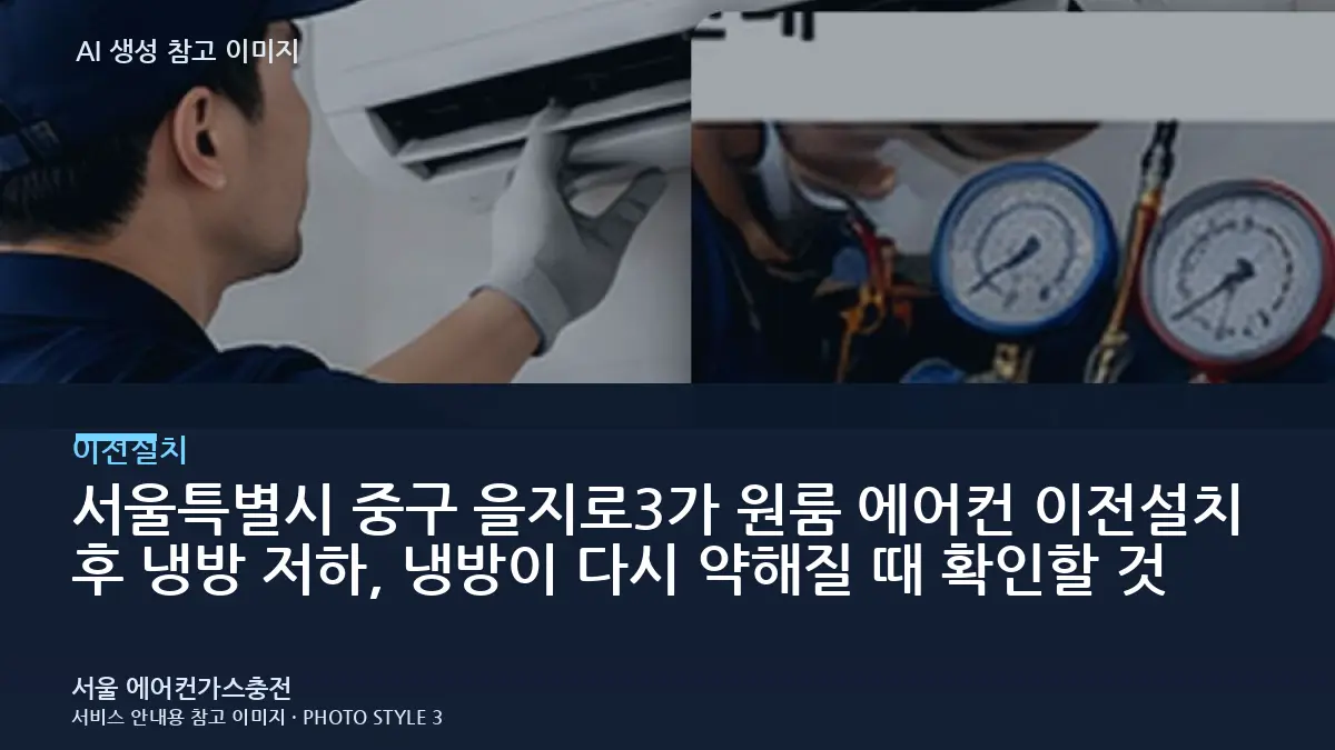 서울특별시 중구 을지로3가 원룸 에어컨 이전설치 후 냉방 저하, 냉방이 다시 약해질 때 확인할 것