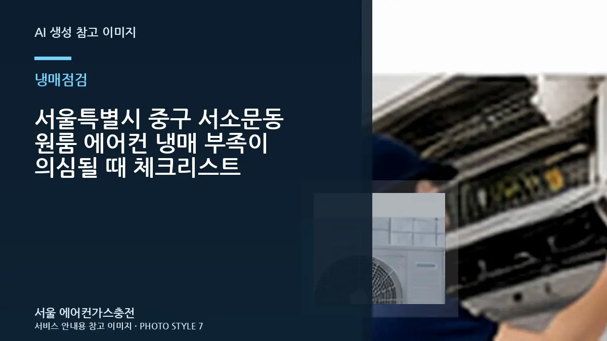 서울특별시 중구 서소문동 원룸 에어컨 냉매 부족이 의심될 때 체크리스트