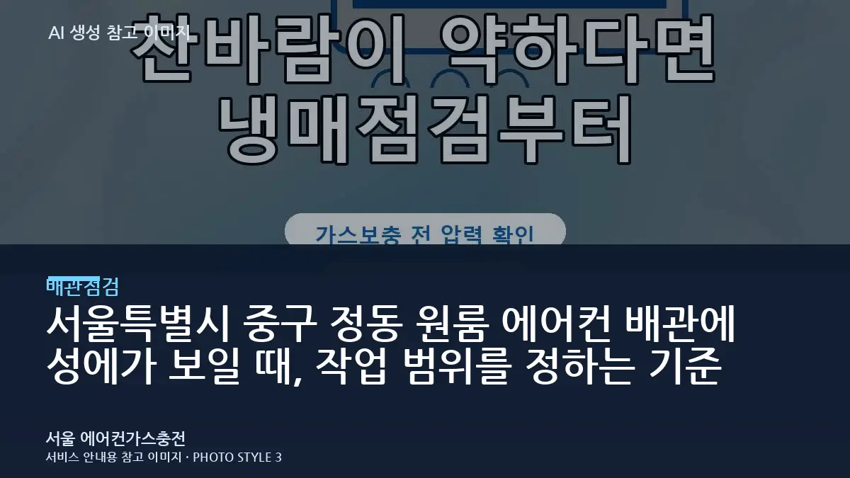 서울특별시 중구 정동 원룸 에어컨 배관에 성에가 보일 때, 작업 범위를 정하는 기준