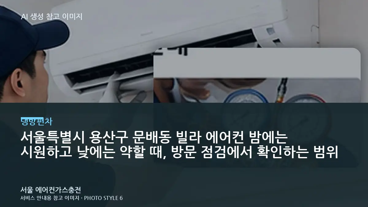 서울특별시 용산구 문배동 빌라 에어컨 밤에는 시원하고 낮에는 약할 때, 방문 점검에서 확인하는 범위