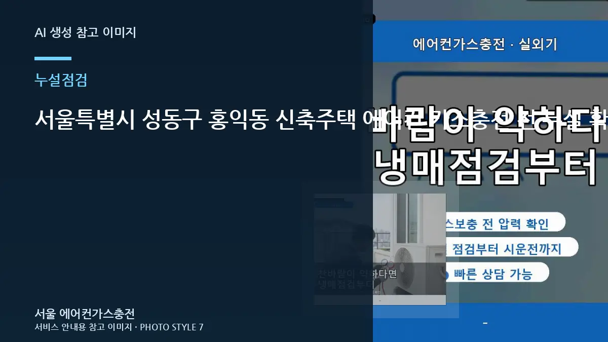 서울특별시 성동구 홍익동 신축주택 에어컨 가스충전 전 누설 확인, 단순 보충보다 원인 확인이 먼저인 이유