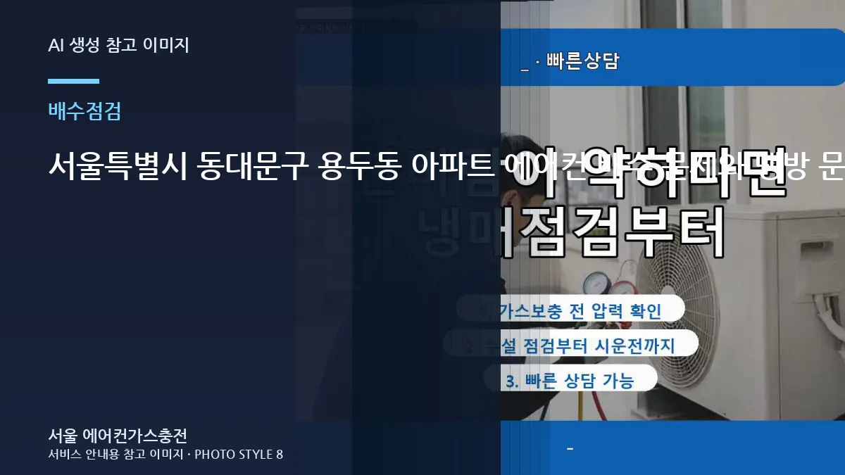 서울특별시 동대문구 용두동 아파트 에어컨 배수 문제와 냉방 문제 구분, 가스충전 전에 먼저 확인하는 이유